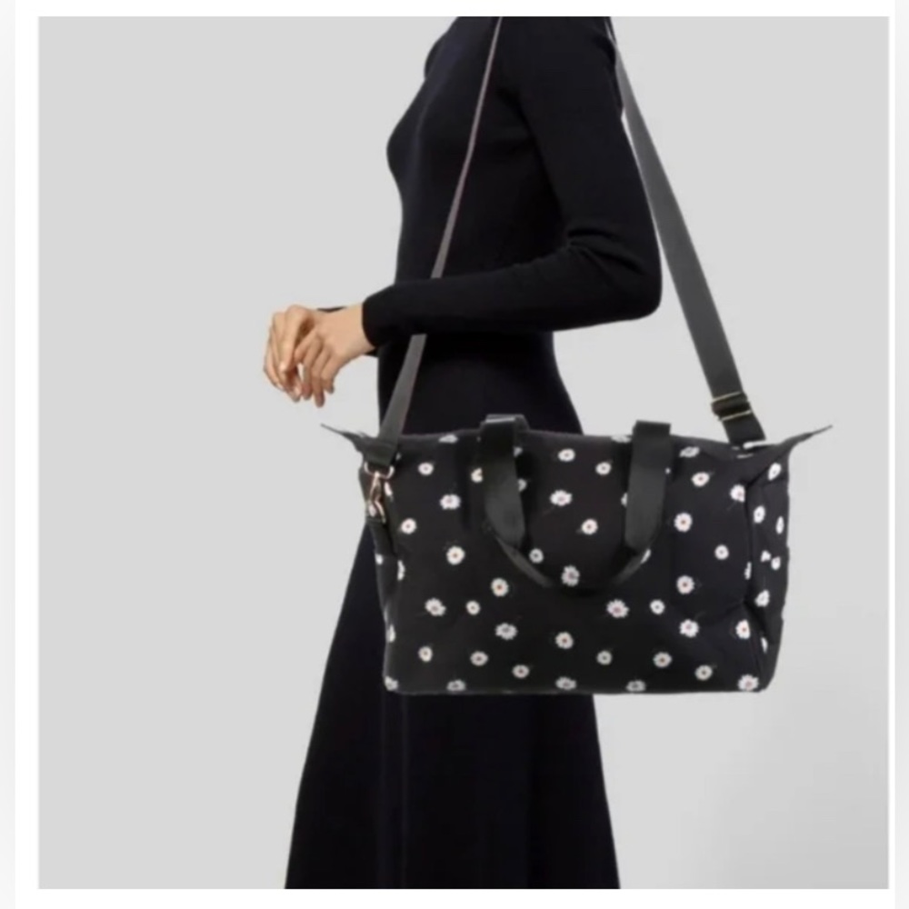 Alice + Olivia Daisy Floral Weekender Travel Duffel Pretty Black Bag NWT - Picture 10 of 16